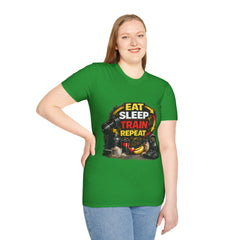 Eat Sleep Train Repeat Unisex T-Shirt — Gym Motivation Fitness Tee