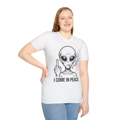 Alien Graphic Tee — "I Come In Peace" Funny Smoking Alien T-Shirt