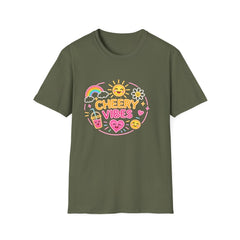 Cheery Vibes T-Shirt Unisex — Sunny Rainbow Smiley Graphic Tee