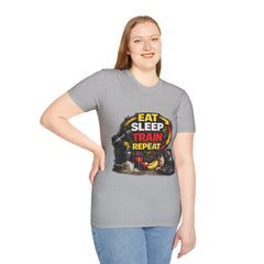 Eat Sleep Train Repeat Unisex T-Shirt — Gym Motivation Fitness Tee