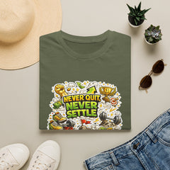 Motivational "Never Quit, Never Settle" Fitness T-Shirt Unisex