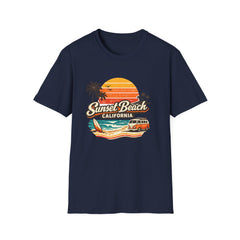 Sunset Beach California Unisex T-Shirt — Retro Surf Sunset Graphic Tee