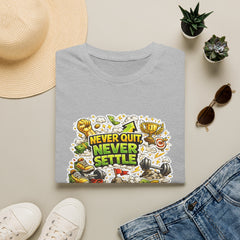 Motivational "Never Quit, Never Settle" Fitness T-Shirt Unisex