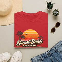 Sunset Beach California Unisex T-Shirt — Retro Surf Sunset Graphic Tee