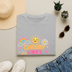 Cheery Vibes T-Shirt Unisex — Sunny Rainbow Smiley Graphic Tee