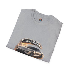 Drive Your Tomorrow T‑Shirt — Futuristic Sports Car Graphic Tee