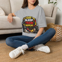 Eat Sleep Train Repeat Unisex T-Shirt — Gym Motivation Fitness Tee