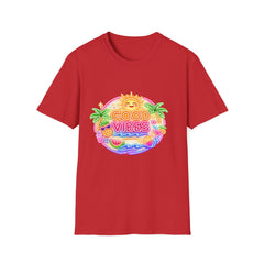 Good Vibes Beach unisex T-Shirt — Neon Sun Palm Retro Summer Tee