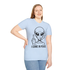 Alien Graphic Tee — "I Come In Peace" Funny Smoking Alien T-Shirt