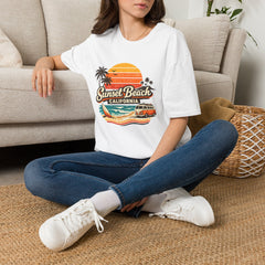Sunset Beach California Unisex T-Shirt — Retro Surf Sunset Graphic Tee
