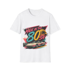 Made in the 80s Unisex T‑Shirt — Retro Vintage 1980s Palm & Sports Car Tee