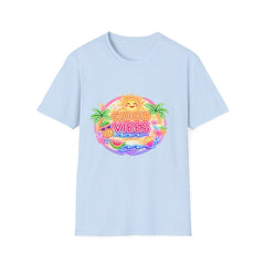 Good Vibes Beach unisex T-Shirt — Neon Sun Palm Retro Summer Tee