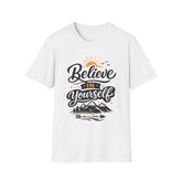 Believe In Yourself T-Shirt Unisex — Inspirational Mountain Sun Graphic Tee