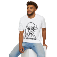 Alien Graphic Tee — "I Come In Peace" Funny Smoking Alien T-Shirt