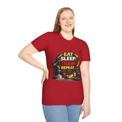 Eat Sleep Train Repeat Unisex T-Shirt — Gym Motivation Fitness Tee