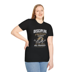 Discipline Today Freedom Tomorrow T-Shirt — Motivational Mountain Quote Tee
