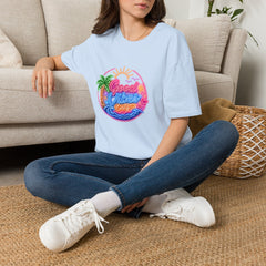 Good Vibes Beach Unisex T-Shirt — Retro Neon Palm Sunset Graphic Tee