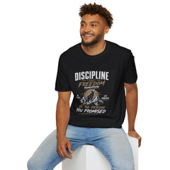 Discipline Today Freedom Tomorrow T-Shirt — Motivational Mountain Quote Tee