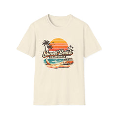 Sunset Beach California Unisex T-Shirt — Retro Surf Sunset Graphic Tee
