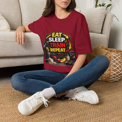 Eat Sleep Train Repeat Unisex T-Shirt — Gym Motivation Fitness Tee