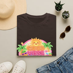 Good Vibes Beach unisex T-Shirt — Neon Sun Palm Retro Summer Tee