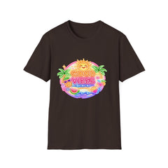 Good Vibes Beach unisex T-Shirt — Neon Sun Palm Retro Summer Tee