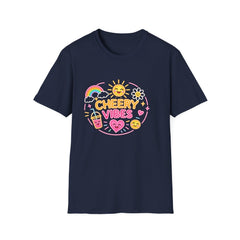 Cheery Vibes T-Shirt Unisex — Sunny Rainbow Smiley Graphic Tee