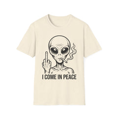 Alien Graphic Tee — "I Come In Peace" Funny Smoking Alien T-Shirt