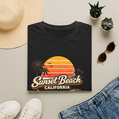 Sunset Beach California Unisex T-Shirt — Retro Surf Sunset Graphic Tee