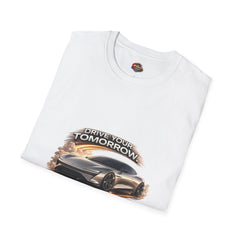 Drive Your Tomorrow T‑Shirt — Futuristic Sports Car Graphic Tee