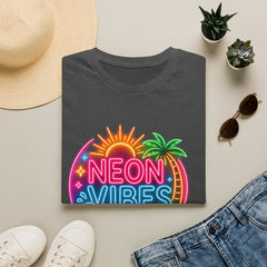 Neon Vibes T-Shirt Unisex — Retro Beach Sunset Palm Graphic Tee
