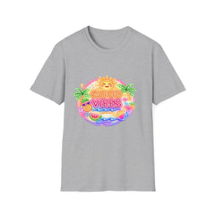 Good Vibes Beach unisex T-Shirt — Neon Sun Palm Retro Summer Tee
