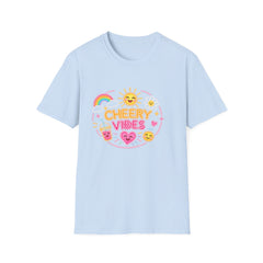 Cheery Vibes T-Shirt Unisex — Sunny Rainbow Smiley Graphic Tee