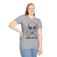 Alien Graphic Tee — "I Come In Peace" Funny Smoking Alien T-Shirt