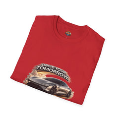 Drive Your Tomorrow T‑Shirt — Futuristic Sports Car Graphic Tee