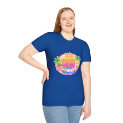 Good Vibes Beach unisex T-Shirt — Neon Sun Palm Retro Summer Tee
