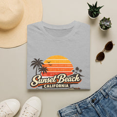 Sunset Beach California Unisex T-Shirt — Retro Surf Sunset Graphic Tee