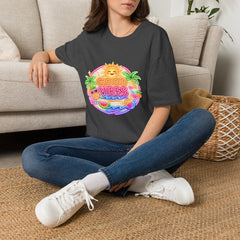 Good Vibes Beach unisex T-Shirt — Neon Sun Palm Retro Summer Tee