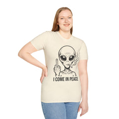 Alien Graphic Tee — "I Come In Peace" Funny Smoking Alien T-Shirt
