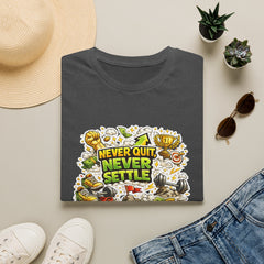 Motivational "Never Quit, Never Settle" Fitness T-Shirt Unisex