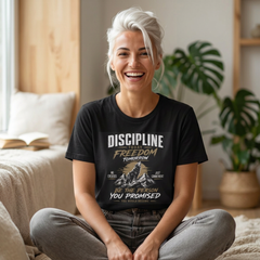 Discipline Today Freedom Tomorrow T-Shirt — Motivational Mountain Quote Tee