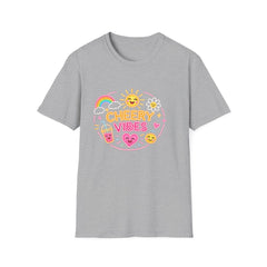 Cheery Vibes T-Shirt Unisex — Sunny Rainbow Smiley Graphic Tee