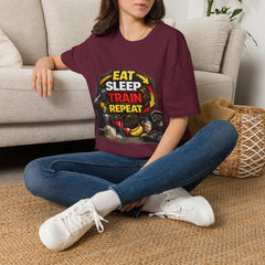 Eat Sleep Train Repeat Unisex T-Shirt — Gym Motivation Fitness Tee
