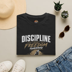 Discipline Today Freedom Tomorrow T-Shirt — Motivational Mountain Quote Tee