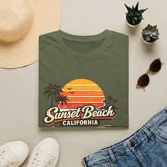 Sunset Beach California Unisex T-Shirt — Retro Surf Sunset Graphic Tee