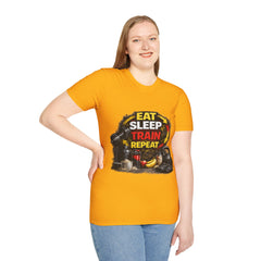 Eat Sleep Train Repeat Unisex T-Shirt — Gym Motivation Fitness Tee