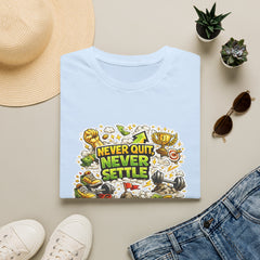 Motivational "Never Quit, Never Settle" Fitness T-Shirt Unisex