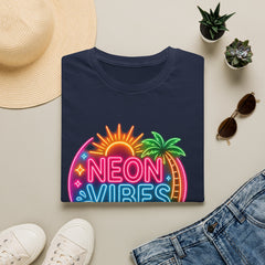 Neon Vibes T-Shirt Unisex — Retro Beach Sunset Palm Graphic Tee