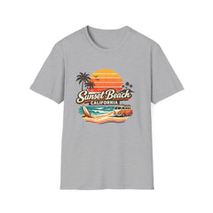 Sunset Beach California Unisex T-Shirt — Retro Surf Sunset Graphic Tee