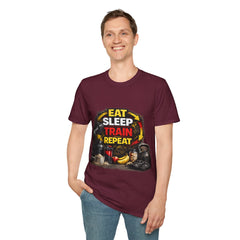 Eat Sleep Train Repeat Unisex T-Shirt — Gym Motivation Fitness Tee